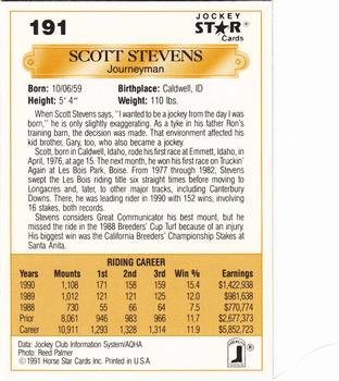 1991 Jockey Star Jockeys #191 Scott Stevens Back